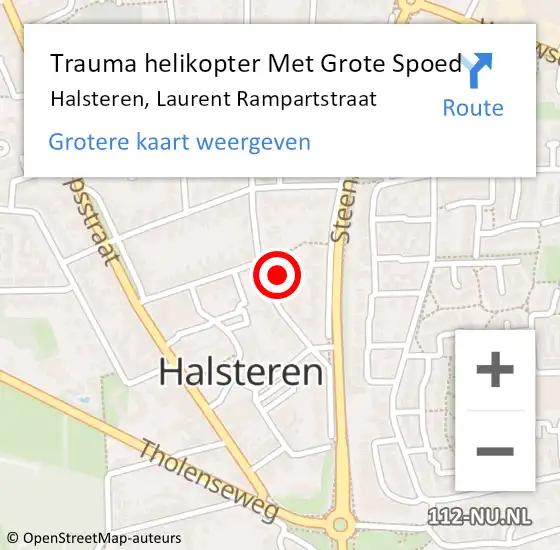 Locatie op kaart van de 112 melding: Trauma helikopter Met Grote Spoed Naar Halsteren, Laurent Rampartstraat op 29 juni 2022 16:08