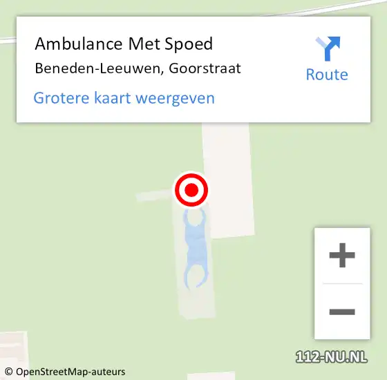 Locatie op kaart van de 112 melding: Ambulance Met Spoed Naar Beneden-Leeuwen, Goorstraat op 29 juni 2022 16:30