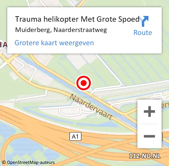 Locatie op kaart van de 112 melding: Trauma helikopter Met Grote Spoed Naar Muiderberg, Naarderstraatweg op 29 juni 2022 16:34