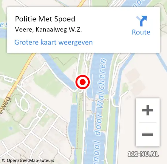 Locatie op kaart van de 112 melding: Politie Met Spoed Naar Veere, Kanaalweg W.Z. op 29 juni 2022 16:40