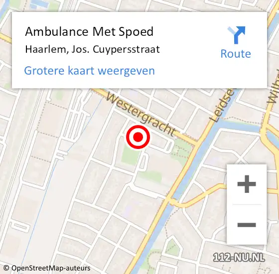 Locatie op kaart van de 112 melding: Ambulance Met Spoed Naar Haarlem, Jos. Cuypersstraat op 29 juni 2022 16:42