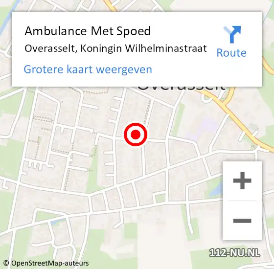 Locatie op kaart van de 112 melding: Ambulance Met Spoed Naar Overasselt, Koningin Wilhelminastraat op 29 juni 2022 16:42