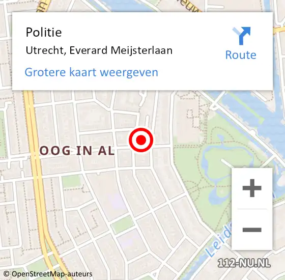 Locatie op kaart van de 112 melding: Politie Utrecht, Everard Meijsterlaan op 29 juni 2022 16:59