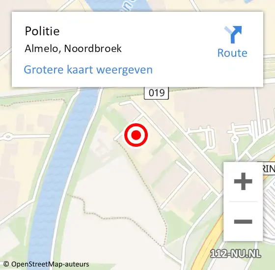 Locatie op kaart van de 112 melding: Politie Almelo, Noordbroek op 29 juni 2022 17:02