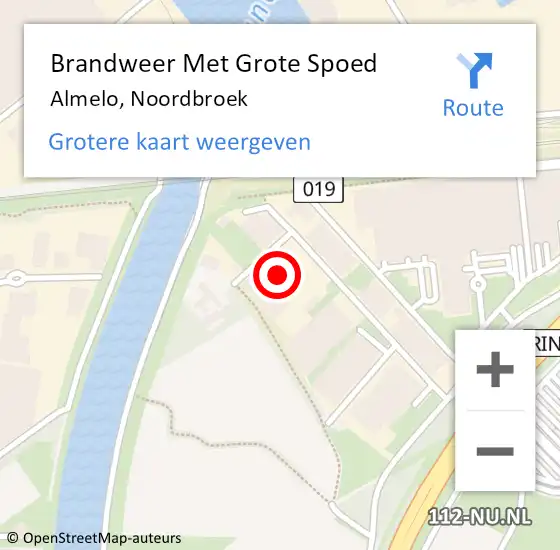 Locatie op kaart van de 112 melding: Brandweer Met Grote Spoed Naar Almelo, Noordbroek op 29 juni 2022 17:02