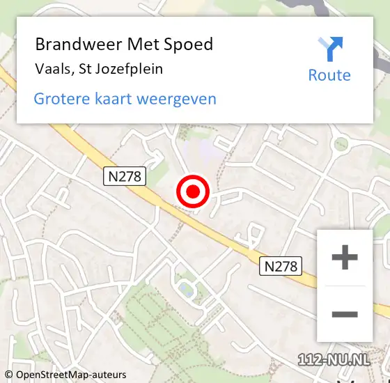 Locatie op kaart van de 112 melding: Brandweer Met Spoed Naar Vaals, St Jozefplein op 29 juni 2022 17:13