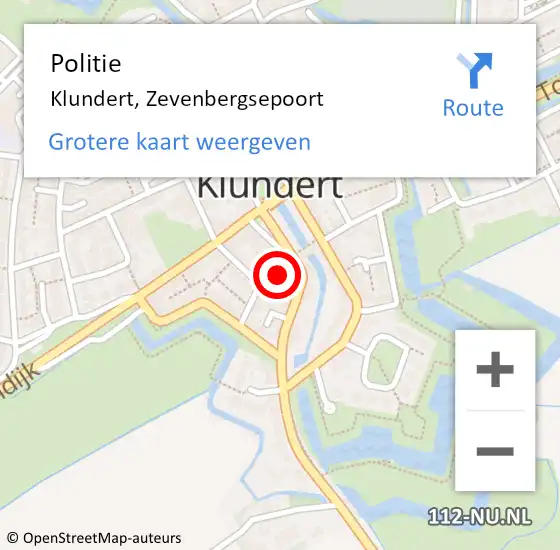 Locatie op kaart van de 112 melding: Politie Klundert, Zevenbergsepoort op 29 juni 2022 17:24