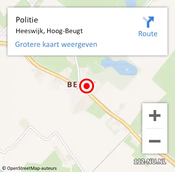 Locatie op kaart van de 112 melding: Politie Dinther, Hoog-Beugt op 29 juni 2022 17:27
