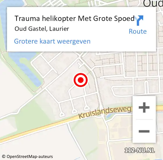 Locatie op kaart van de 112 melding: Trauma helikopter Met Grote Spoed Naar Oud Gastel, Laurier op 29 juni 2022 17:32