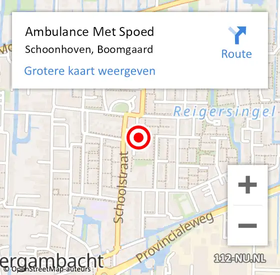 Locatie op kaart van de 112 melding: Ambulance Met Spoed Naar Schoonhoven, Boomgaard op 29 juni 2022 17:35