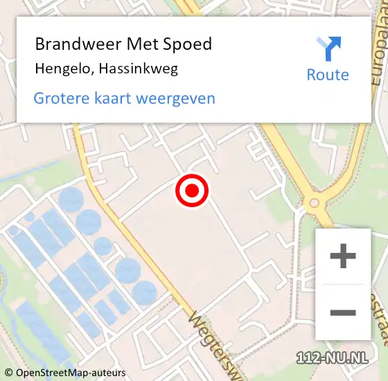 Locatie op kaart van de 112 melding: Brandweer Met Spoed Naar Hengelo, Hassinkweg op 29 juni 2022 17:40