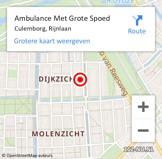 Locatie op kaart van de 112 melding: Ambulance Met Grote Spoed Naar Culemborg, Rijnlaan op 29 juni 2022 17:42