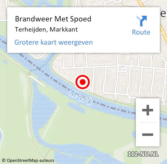 Locatie op kaart van de 112 melding: Brandweer Met Spoed Naar Terheijden, Markkant op 29 juni 2022 18:31