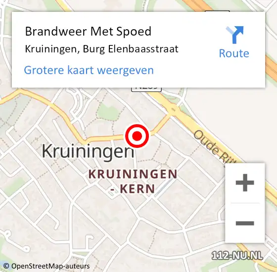 Locatie op kaart van de 112 melding: Brandweer Met Spoed Naar Kruiningen, Burg Elenbaasstraat op 29 juni 2022 18:41