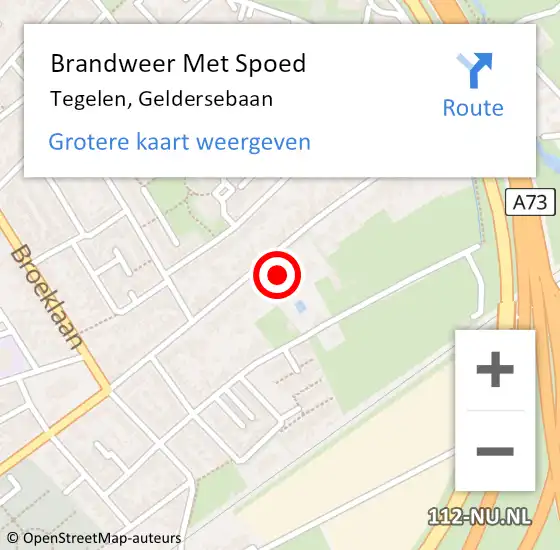 Locatie op kaart van de 112 melding: Brandweer Met Spoed Naar Tegelen, Geldersebaan op 29 juni 2022 18:47