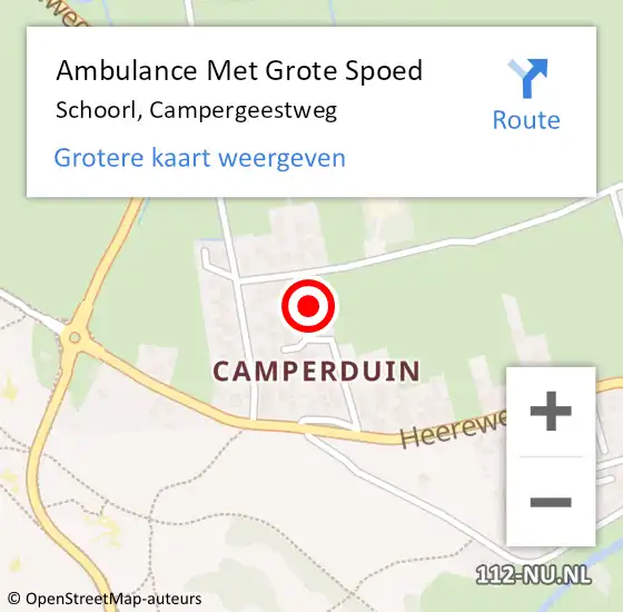 Locatie op kaart van de 112 melding: Ambulance Met Grote Spoed Naar Schoorl, Campergeestweg op 29 juni 2022 18:48