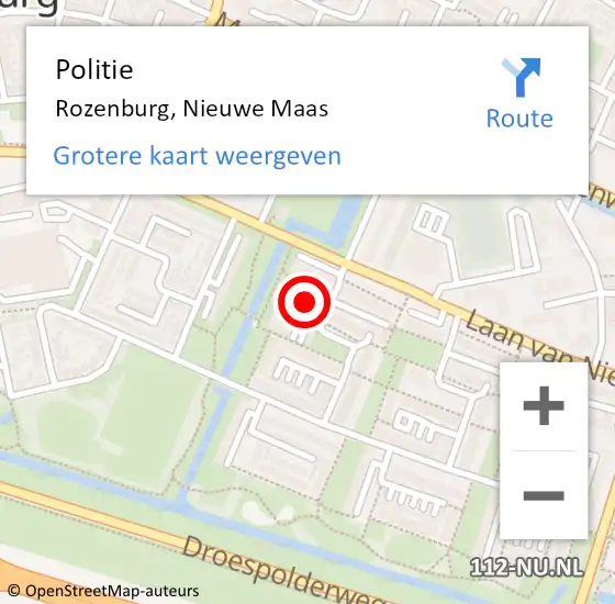 Locatie op kaart van de 112 melding: Politie Rozenburg, Nieuwe Maas op 29 juni 2022 19:04