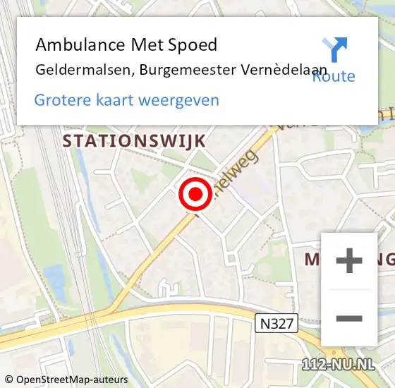 Locatie op kaart van de 112 melding: Ambulance Met Spoed Naar Geldermalsen, Burgemeester Vernèdelaan op 29 juni 2022 19:31