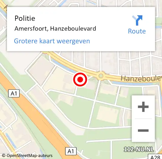 Locatie op kaart van de 112 melding: Politie Amersfoort, Hanzeboulevard op 29 juni 2022 19:42