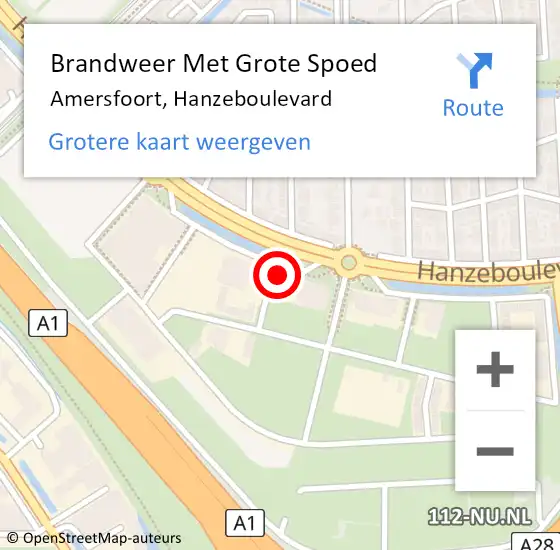 Locatie op kaart van de 112 melding: Brandweer Met Grote Spoed Naar Amersfoort, Hanzeboulevard op 29 juni 2022 19:44