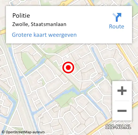 Locatie op kaart van de 112 melding: Politie Zwolle, Staatsmanlaan op 29 juni 2022 20:29