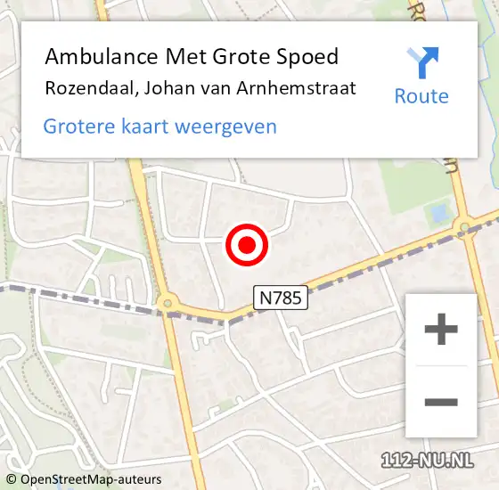 Locatie op kaart van de 112 melding: Ambulance Met Grote Spoed Naar Rozendaal, Johan van Arnhemstraat op 29 juni 2022 20:47