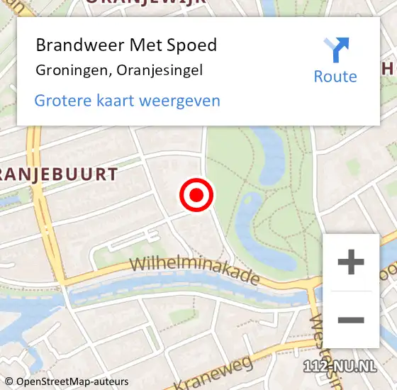 Locatie op kaart van de 112 melding: Brandweer Met Spoed Naar Groningen, Oranjesingel op 29 juni 2022 21:14