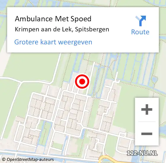 Locatie op kaart van de 112 melding: Ambulance Met Spoed Naar Krimpen aan de Lek, Spitsbergen op 29 juni 2022 21:16