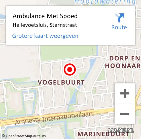 Locatie op kaart van de 112 melding: Ambulance Met Spoed Naar Hellevoetsluis, Sternstraat op 29 juni 2022 21:54