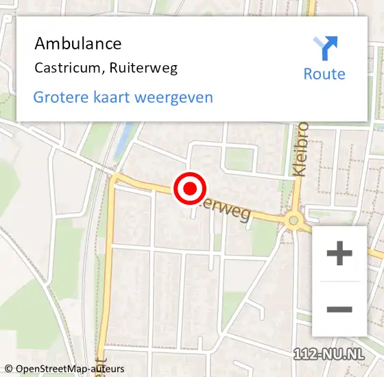 Locatie op kaart van de 112 melding: Ambulance Castricum, Ruiterweg op 29 juni 2022 21:59