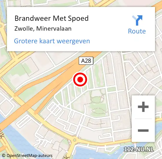 Locatie op kaart van de 112 melding: Brandweer Met Spoed Naar Zwolle, Minervalaan op 29 juni 2022 22:16