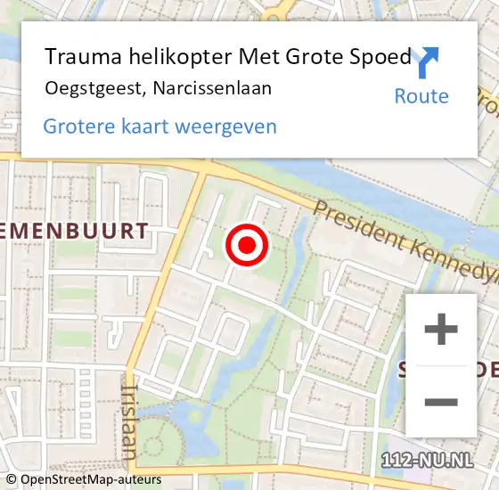 Locatie op kaart van de 112 melding: Trauma helikopter Met Grote Spoed Naar Oegstgeest, Narcissenlaan op 29 juni 2022 22:19