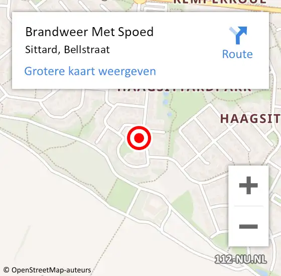 Locatie op kaart van de 112 melding: Brandweer Met Spoed Naar Sittard, Bellstraat op 29 juni 2022 22:19