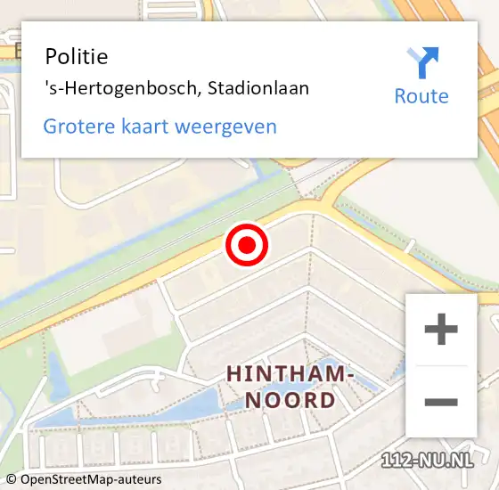 Locatie op kaart van de 112 melding: Politie 's-Hertogenbosch, Stadionlaan op 29 juni 2022 22:28