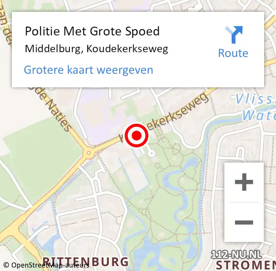 Locatie op kaart van de 112 melding: Politie Met Grote Spoed Naar Middelburg, Koudekerkseweg op 29 juni 2022 22:50