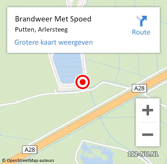 Locatie op kaart van de 112 melding: Brandweer Met Spoed Naar Putten, Arlersteeg op 29 juni 2022 23:12