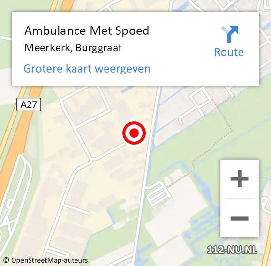 Locatie op kaart van de 112 melding: Ambulance Met Spoed Naar Meerkerk, Burggraaf op 29 juni 2022 23:15