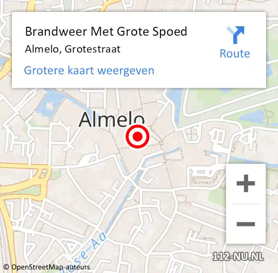 Locatie op kaart van de 112 melding: Brandweer Met Grote Spoed Naar Almelo, Grotestraat op 29 juni 2022 23:18