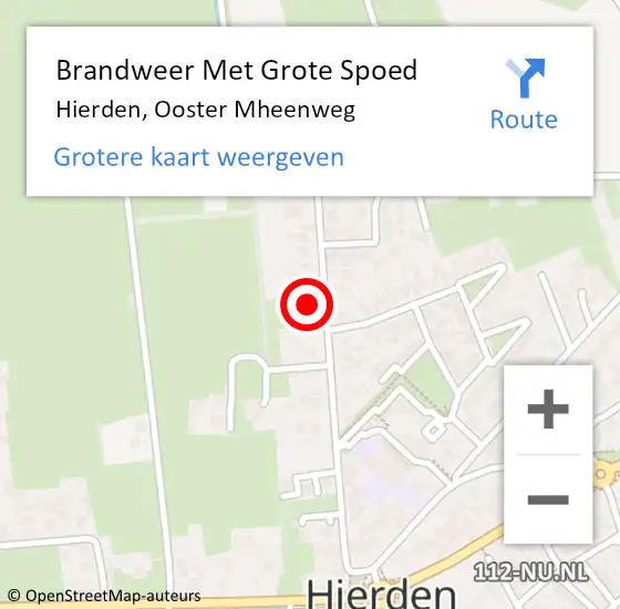 Locatie op kaart van de 112 melding: Brandweer Met Grote Spoed Naar Hierden, Ooster Mheenweg op 29 juni 2022 23:27