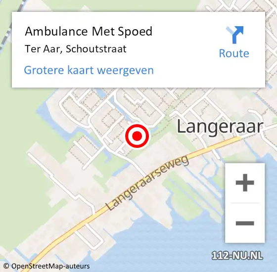 Locatie op kaart van de 112 melding: Ambulance Met Spoed Naar Ter Aar, Schoutstraat op 29 juni 2022 23:27