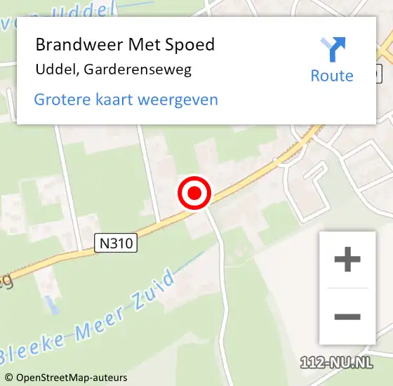 Locatie op kaart van de 112 melding: Brandweer Met Spoed Naar Uddel, Garderenseweg op 29 juni 2022 23:43