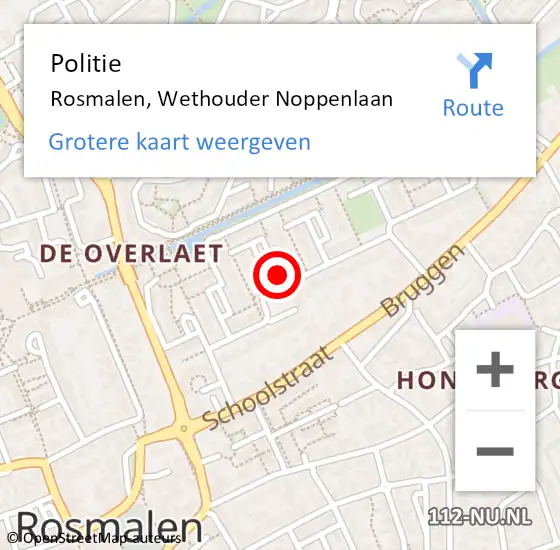 Locatie op kaart van de 112 melding: Politie Rosmalen, Wethouder Noppenlaan op 29 juni 2022 23:45