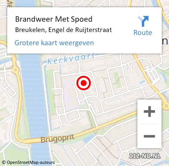 Locatie op kaart van de 112 melding: Brandweer Met Spoed Naar Breukelen, Engel de Ruijterstraat op 30 juni 2022 00:34