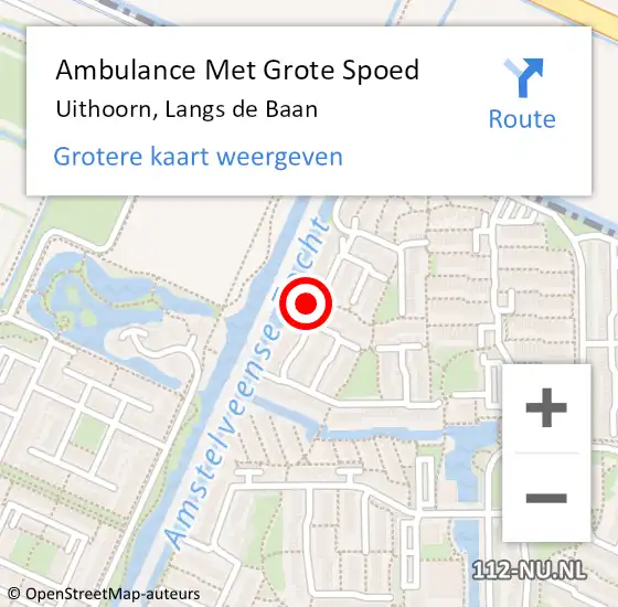Locatie op kaart van de 112 melding: Ambulance Met Grote Spoed Naar Uithoorn, Langs de Baan op 30 juni 2022 01:06