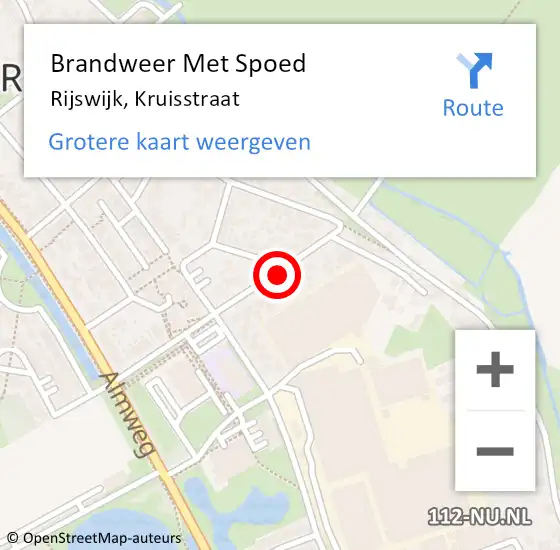 Locatie op kaart van de 112 melding: Brandweer Met Spoed Naar Rijswijk, Kruisstraat op 30 juni 2022 01:37