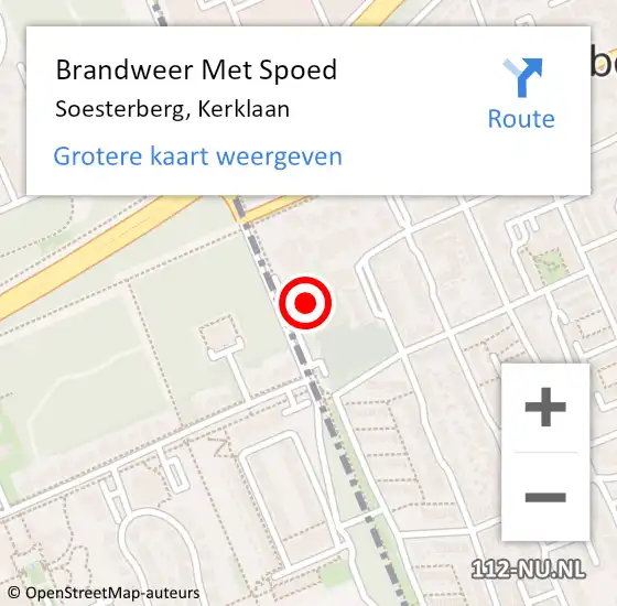 Locatie op kaart van de 112 melding: Brandweer Met Spoed Naar Soesterberg, Kerklaan op 30 juni 2022 01:48