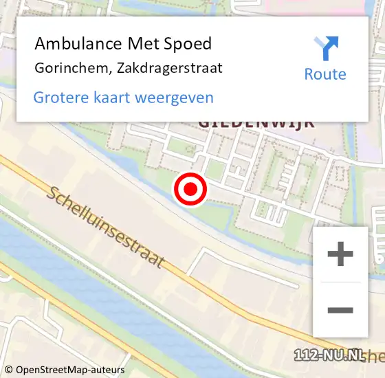 Locatie op kaart van de 112 melding: Ambulance Met Spoed Naar Gorinchem, Zakdragerstraat op 30 juni 2022 03:07