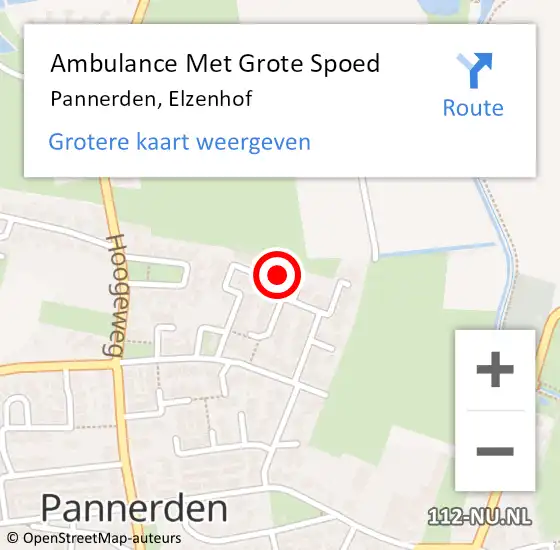 Locatie op kaart van de 112 melding: Ambulance Met Grote Spoed Naar Pannerden, Elzenhof op 30 juni 2022 03:42