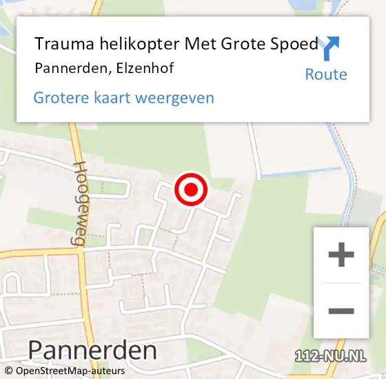 Locatie op kaart van de 112 melding: Trauma helikopter Met Grote Spoed Naar Pannerden, Elzenhof op 30 juni 2022 03:44