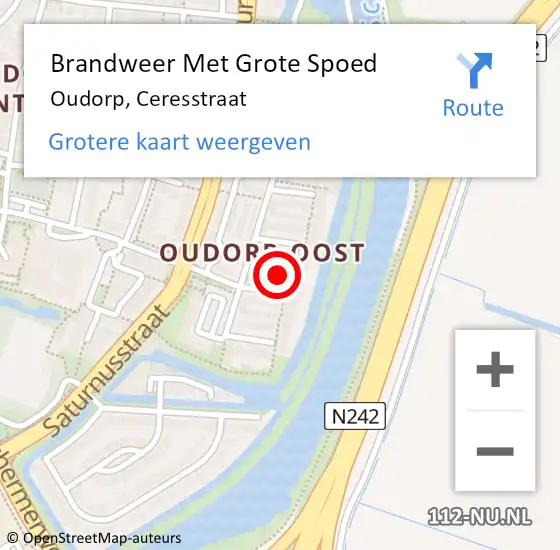 Locatie op kaart van de 112 melding: Brandweer Met Grote Spoed Naar Oudorp, Ceresstraat op 30 juni 2022 03:49